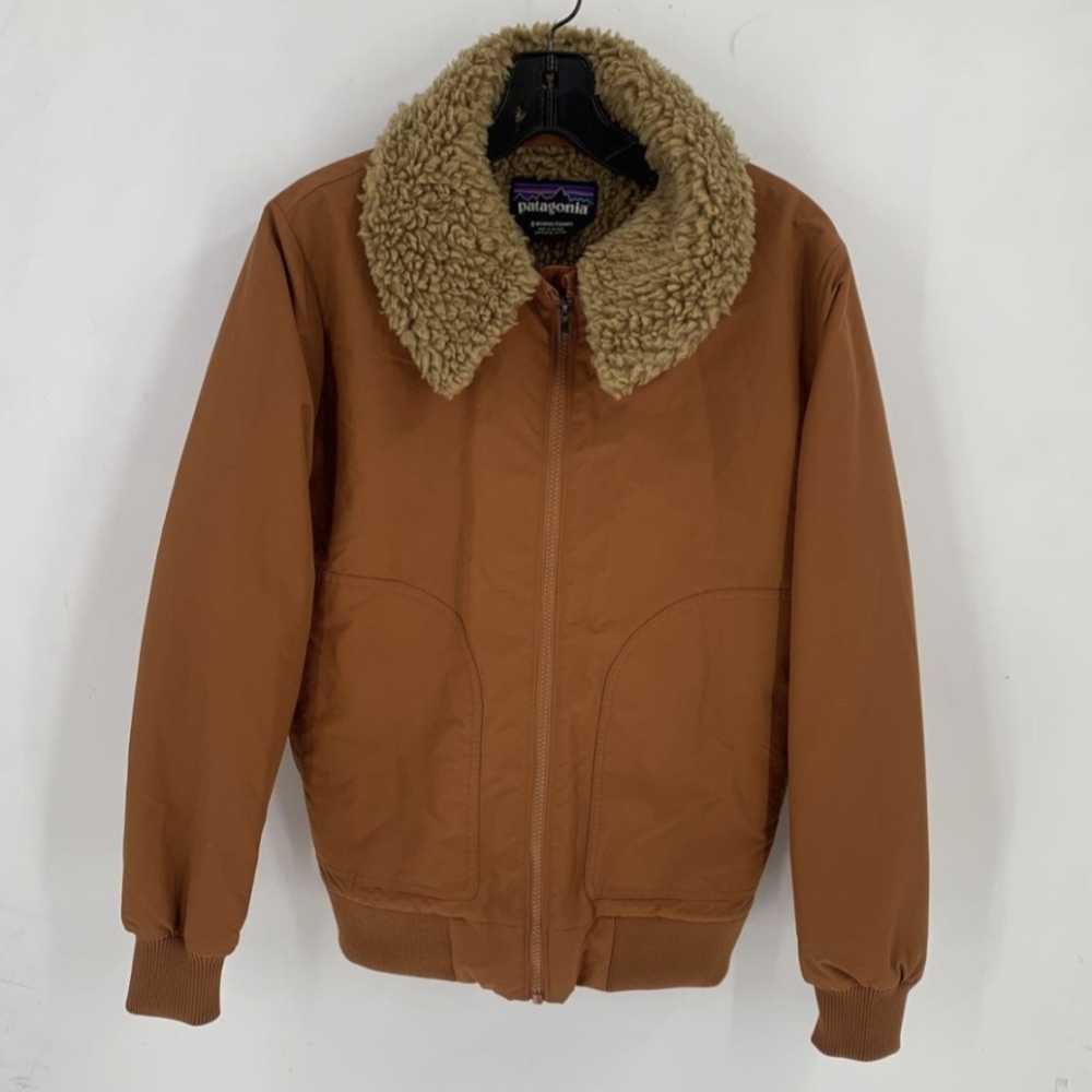 Patagonia Brown Bomber Jacket with Tan Sherpa Collar